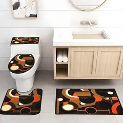 GENERICO - Juego De Baño 4 Piezas Antideslizante Naranja Tapetes Para Baño
