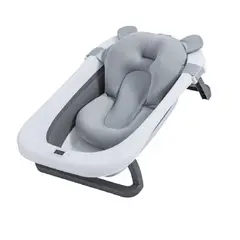 KIDSHOP - Banera Tina Plegable Bebe Con Termometro Cojin Malla Gris-