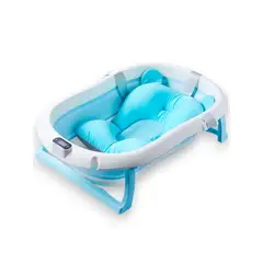 KIDSHOP - Bañera Tina Plegable Termometro Cojin Malla BZ-205 Azul