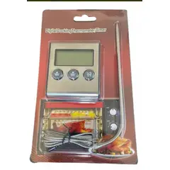 GENERICO - Termómetro Digital Nevera Bbq Timer Sonda Acero Iman Base
