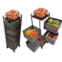 INDUHOGAR - Carro auxiliar de cocina organizador multifuncional 5 canastas