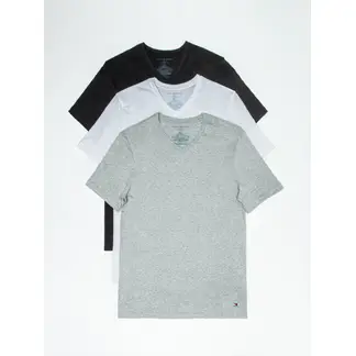 TOMMY HILFIGER - Pack 3 Camisetas negra Cuello en V con logo