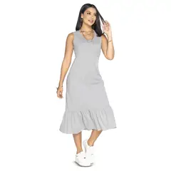 MARKETING PERSONAL - Vestido Largo Mujer Gris Jaspe Mp 3766