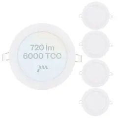 VCP - Panel Led 12w Pack X 5 Incrustar Embutir Redondo Luz Blanca