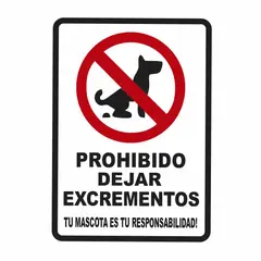 GENERICO - Señalización Aviso Prohibido Dejar Excrementos 20x15 Cms