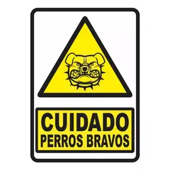 GENERICO - Señalización Aviso Cuidado Perros Bravos 20x15 Cms