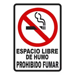 GENERICO - Señalización Aviso Metalico Espacio Libre Humo 20x15 Cms