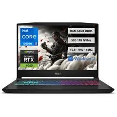 MSI - Portatil Katana 15 Intel Core i7-13620H RAM 64GB SSD 1TB RTX 4060