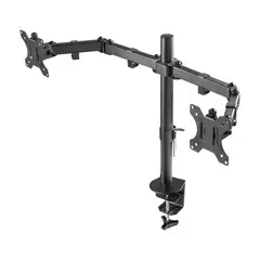 GENERICO - Brazo Soporte Doble Para 2 Monitores Base Escritorio Negro