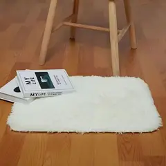 MITAPETE COM - Tapete Pie De Cama Peludo Antideslizante 50 X 80 cms Blanco