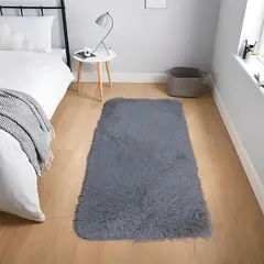 MITAPETE COM - Tapete Pie De Cama Peludo Antideslizante 50 X 80 cms Gris
