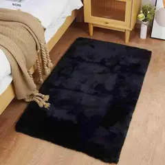 MITAPETE COM - Tapete Alfombra Pie De Cama Piel Sintetica Conejo 50 X 80 cms Negro