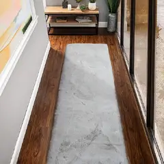 MITAPETE COM - Tapete Alfombra Camino Piel Sintetica Conejo 50 X 180 cms Gris Claro
