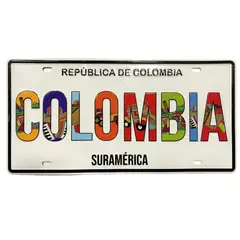 GENERICO - PLACA DECORATIVA DE AUTO-COLOMBIA BLANCA