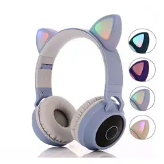 GENERICO - Audifonos Diadema Bluetooth Orejas De Gato MP3 Con Luces