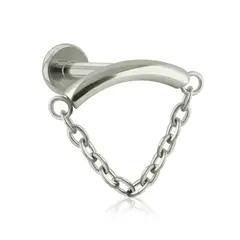 AGHA JEWELRY - Titanio Arete piercing pendiente cadena Cristal Zirconia Cúbica para Lóbulo_.