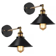 ONE PIXEL - Set x2 Lamparas De Pared Aplique Estilo Vintage Decoracion Negro