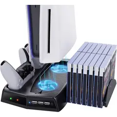 GENERICO - Base Vertical Refrigerante Carga Compatible PS5 Porta Accesorios