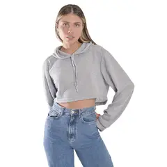 KRUNNER - Buso Hoodie Gris Textura Casual Para Mujer