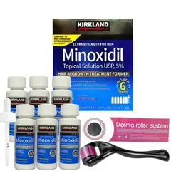 SIGNATURE - Caja Minoxidil Kirkland 5 % x6 + Dermaroller 05 m Tratamiento 6 meses
