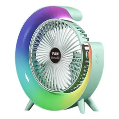 GENERICO - Ventilador Portátil Eléctrico Con Lámpara Con 7 Modos De Colores