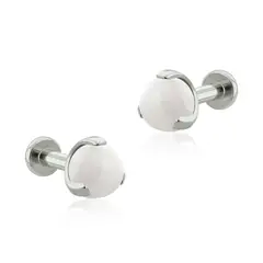 AGHA JEWELRY - Titanio Aretes piercing Ball piedra Natural para Lóbulo