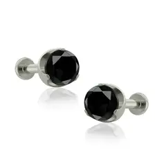 AGHA JEWELRY - Titanio Aretes piercing Prong set 3 Cristal Zirconia Cúbica para Lóbulo