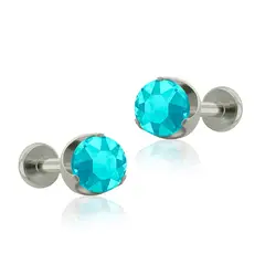 AGHA JEWELRY - Titanio Aretes piercing Prong set 3 Cristal Zirconia Cúbica para Lóbulo