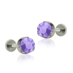 AGHA JEWELRY - Titanio Aretes piercing Prong set 3 Cristal Zirconia Cúbica para Lóbulo