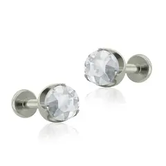 AGHA JEWELRY - Titanio Aretes piercing Prong set 3 Cristal Zirconia Cúbica para Lóbulo