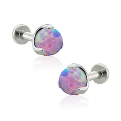 AGHA JEWELRY - Titanio Aretes piercing Prong set Ball Opal para Lóbulo
