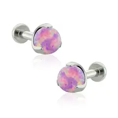 AGHA JEWELRY - Titanio Aretes piercing Prong set Ball Opal para Lóbulo