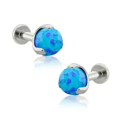 AGHA JEWELRY - Titanio Aretes piercing Prong set Ball Opal para Lóbulo