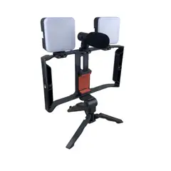 MUNDIAL DE SOPORTES - Kit De Video Soporte Celular Estabilizador Con Luz Micrófono