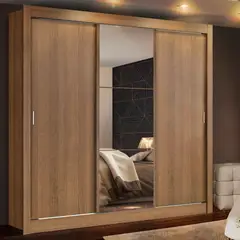 MADESA - Clóset Monaco 3 Puertas Corredizas 1 Espejo Marrón 170 cm x 205 cm x 51 cm