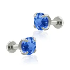 AGHA JEWELRY - Titanio Aretes piercing Prong set 4 Cristal Zirconia Cúbica para Lóbulo