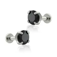 AGHA JEWELRY - Titanio Aretes piercing Prong set 4 Cristal Zirconia Cúbica para Lóbulo