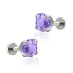 AGHA JEWELRY - Titanio Aretes piercing Prong set 4 Cristal Zirconia Cúbica para Lóbulo