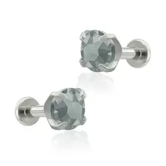 AGHA JEWELRY - Titanio Aretes piercing Prong set 4 Cristal Zirconia Cúbica para Lóbulo
