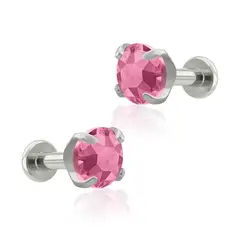 AGHA JEWELRY - Titanio Aretes piercing Prong set 4 Cristal Zirconia Cúbica para Lóbulo