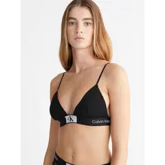CALVIN KLEIN - Bralette Triangular Negro De Encaje - Ck 1996