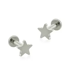 AGHA JEWELRY - Titanio Aretes Piercing Estrella Plana para Lóbulo