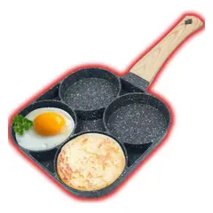 GENERICO - Sarten Antiadherente Cuatro Puestos Para Huevos Arepas Crepe