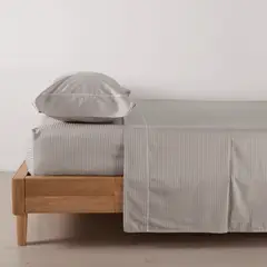 DISTRIHOGAR - Juego de Sábanas 300 hilos Algodón Sateen Stripe 0.5 Doble