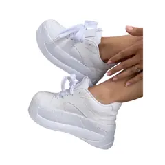 EVEGONZ - Zapatos Casuales Altos de Moda Calzado Plataforma Blanco.