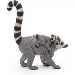 JUGANDO Y EDUCANDO - Figura Coleccionable lémur con su cría Pintada A Mano