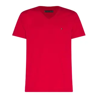 TOMMY HILFIGER - Camiseta roja Essential en cuello v