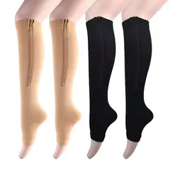 GENERICO - Calcetines De Compresión Con Cremallera Y Puntera Abierta L-XL Negro