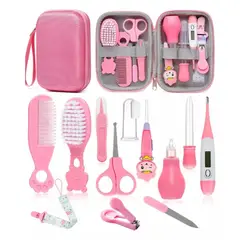 ZHOPI CO - Kit Cuidado Aseo Para Bebe 12 Piezas Con Estuche Rosa