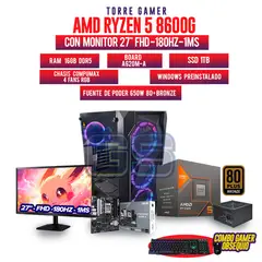 AMD - PC R5 8600G MONITOR 27 180HZ RAM 16GB DDR5 SSD SSD 1TB M2 BOARD A620M-K